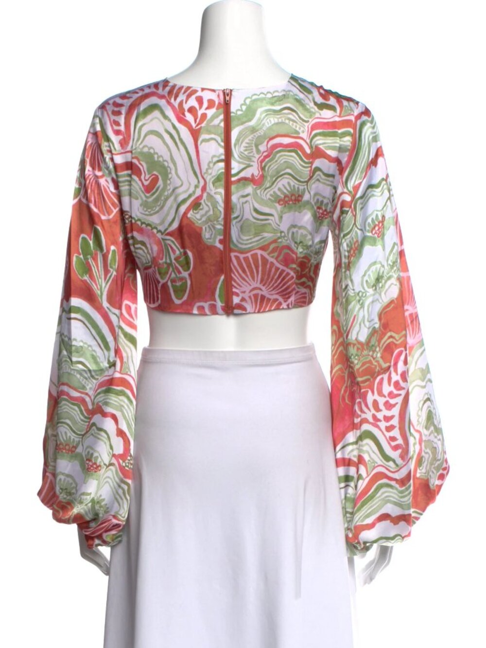 Andrea Iyamah Mushroom Behati Abstract Floral Crop Top Sz M New with Tags - Picture 3 of 5